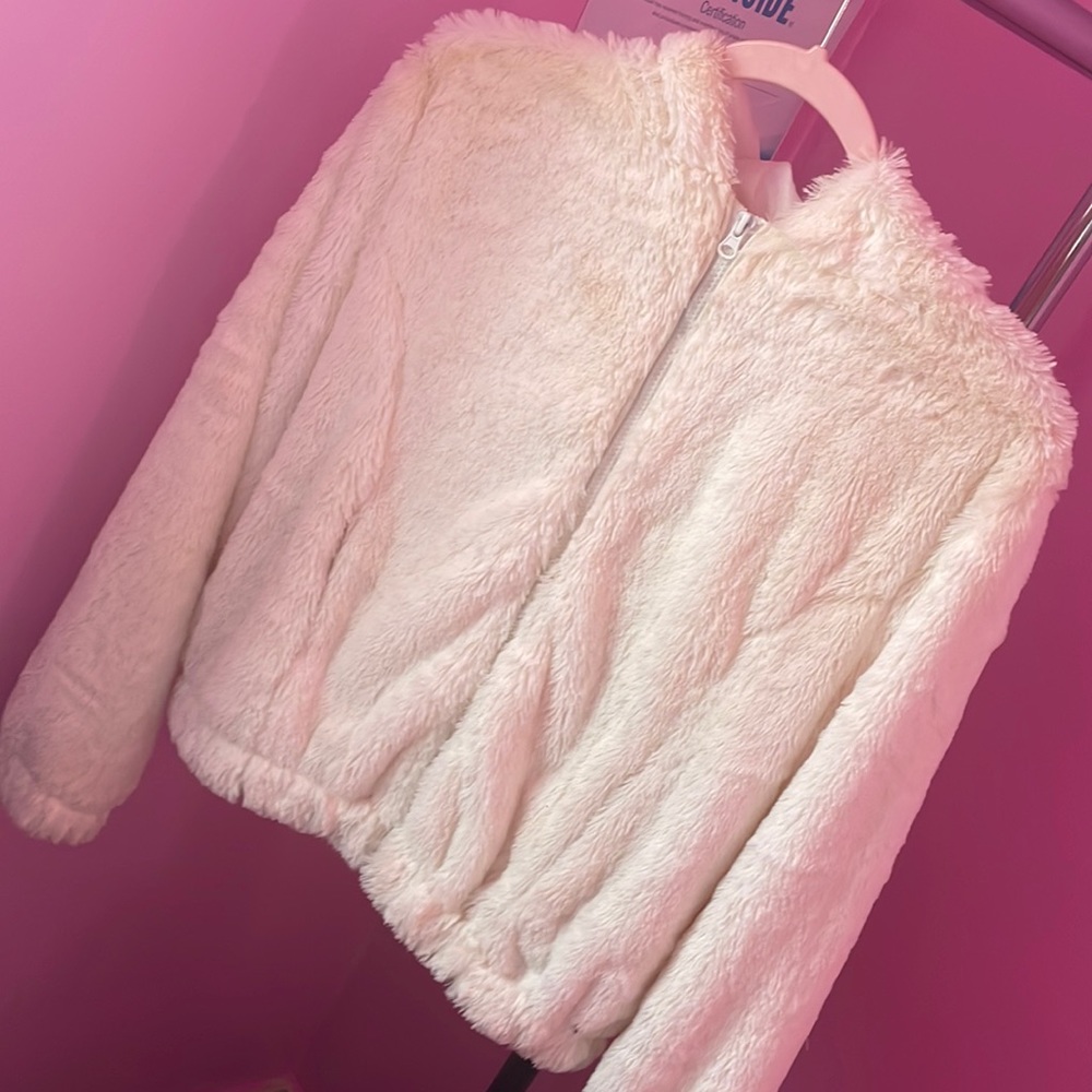 Cream Fur Zip-Up